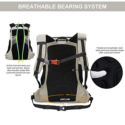 MOUNTAINTOP Hiking Backpack 35L Travel Backpack Lightweight Daypack for Men&Women Outdoor Camping - color: 6413-creamy White