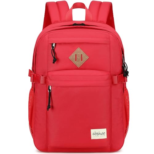 abshoo 32L Backpack for School College Bookbag Middle High School Backpacks Casual Daypack Travel Backpack (Red) - color: Red