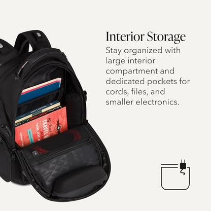 SwissGear Travel Tech Elite Laptop Backpack – Fits Laptops up to 16” – ScanSmart TSA-Friendly Backpack with USB Port, Shoe Compartment & Organizer Pockets – Black - color: Black, style: Travel Tech Elite