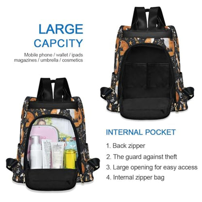 MNSRUU Women Backpack Purse Fox Plants Stars Moons Backpack for Women Anti-theft Shoulder Bag Carry On Backpack Lightweight Rucksack Fashion Travel Ladies Bags - color: Fox I9003