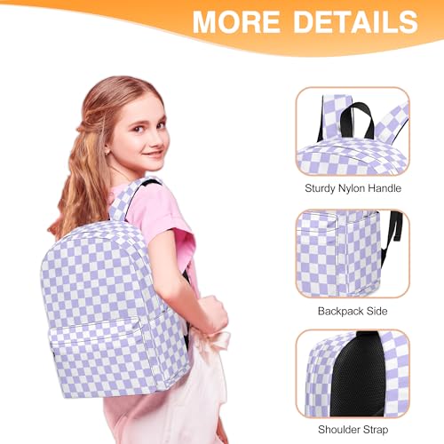 3PCS Backpack for Girls, Kids School Backpack Sets with Lunch Bag Pencil Case, Large Capacity 17 Inch Bookpack 3 in 1 Set for Teens Elementary Middle High School Students (Checker) - color: Pink Checker