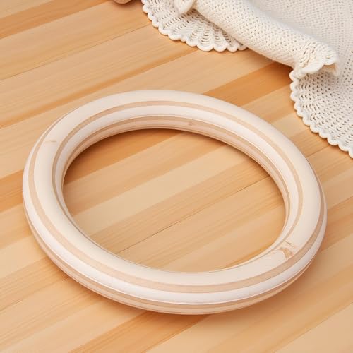 Birch Wood Gymnastics Rings Set of 2 Home Training Equipment Exercise Pull Up Rings with Adjustable Straps for Cross Training Strength Workout Fitness Training(25mm 19cm)