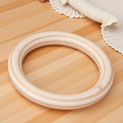 Birch Wood Gymnastics Rings Set of 2 Home Training Equipment Exercise Pull Up Rings with Adjustable Straps for Cross Training Strength Workout Fitness Training(25mm 19cm)
