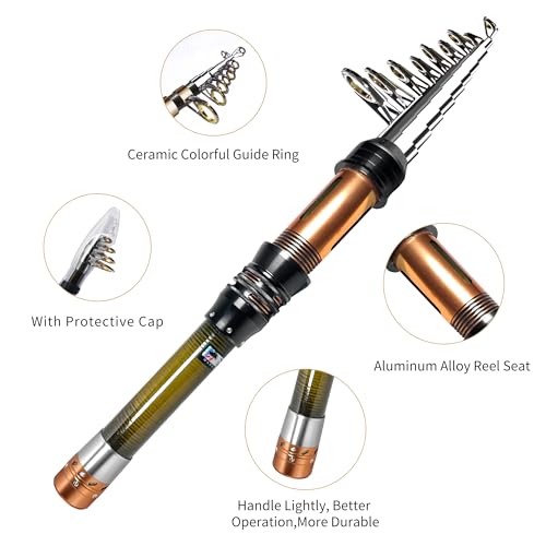 Fishing Pole Kit, Carbon Fiber Telescopic Fishing Rod and Reel Combo with Spinning Reel, Line, Bionic Bait, Hooks and Carrier Bag, Fishing Gear Set for Beginner Adults - size: Upgraded 6.89FT/2.1M