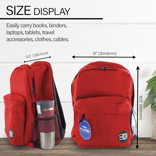 BAZIC 1052 Classic Backpack, Red, 17" - color: Red, size: 17"