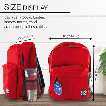 BAZIC 1052 Classic Backpack, Red, 17" - color: Red, size: 17"