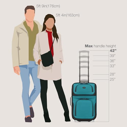 U.S. Traveler Rio Lightweight Softside Rolling Carry-on Suitcase, 2-Wheel Set, Teal - color: Teal, size: 21"/14"