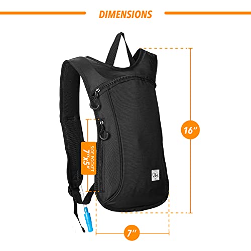 Vibe Festival Gear Rave Hydration Pack Backpack with 2L Water Bladder for Women Men – Festival Hydropack, Hydro Pack, Leak Proof, Lightweight – Teens, Party, Hiking, Running, Outdoor Sports - color: Black