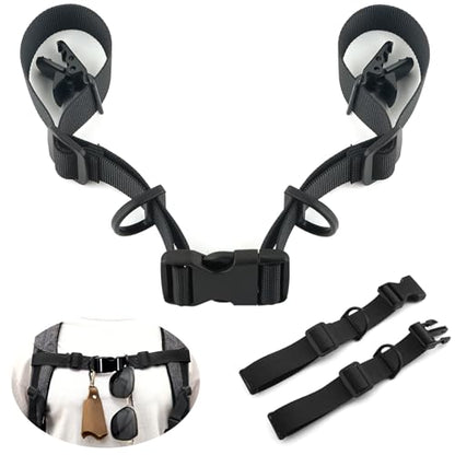 2 Pcs Adjustable Backpack Sternum Straps Chest Belt Hardness Strap with Anti-slip Fixed Clips for Camping Hiking - color: Black