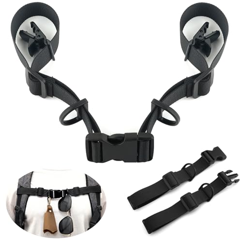 2 Pcs Adjustable Backpack Sternum Straps Chest Belt Hardness Strap with Anti-slip Fixed Clips for Camping Hiking - color: Black