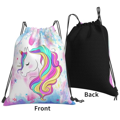 Unicorn Drawstring Backpack Gym String Bag Drawstring Sackpack Sport For Womens Mens - style: The Unicorn's Head Drawstring Backpack Gym String Bag