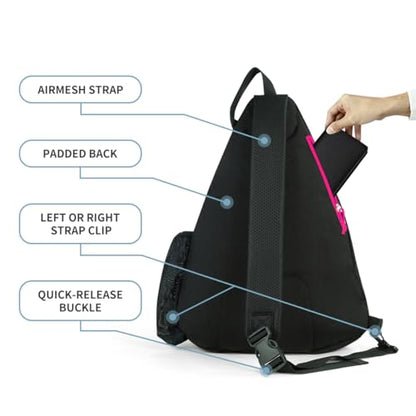 Mangrove Pickleball Bag, Men's & Women's Pickleball Backpack, Adjustable Sling Bag w/Fence Hook/Large Capacity/Safety Pocket - color: Pink