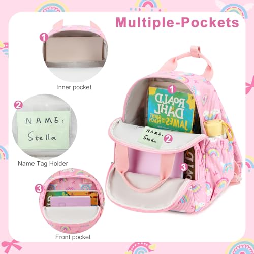 Bluboon Toddler Backpack for Girls Boys 2-4 Cute 12" Preschool Kindergarten Backpacks Kids Daycare Bags School Travel (Pink-Rainbow Bow, Age 2-4 (12" H not Fit A4 Folder)) - color: Pink-rainbow Bow, size: Age 2-4 (12" H not Fit A4 Folder)