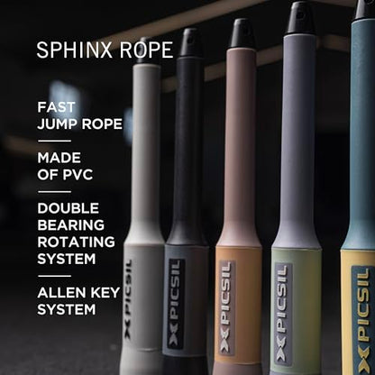 PICSIL - Sphinx Rope | 360° Spin Jump Rope | Dual Bearing System | Fast & Lightweight for Fitness, Cross Training Boxing | Adjustable Cable| Double Rolling | - color: White light