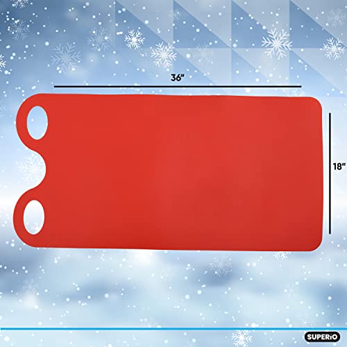 Superio Snow Slider Mat, Flexible Snow Sled Flying Carpet, Roll up Sleds for Kids 36" / Adults 54" Lightweight Plastic Snowboard Sled, 1 Pack - color: Red, size: 36"