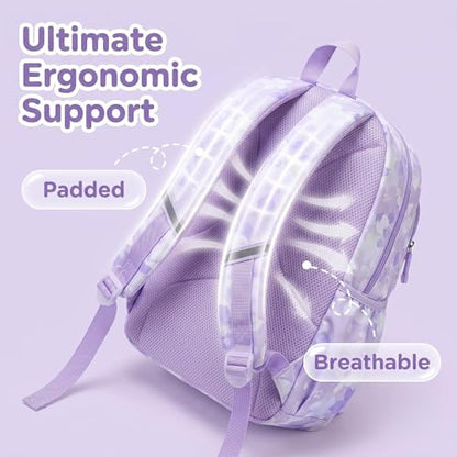 Lovely Kawaii Kids School Backpack For Girls – Splash-Proof Book Bag for Kids & Students, Multi-Pocket Children's School Bag, 17 Inch Purple Backpack - color: Purple