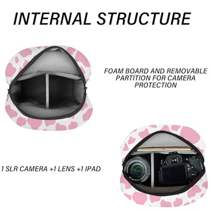 Cute Small Camera Bag with Photographer Camera Sling Bag Waterproof Dslr Camera Case Compatible with Nikon Sony Lightweigth for Women or Men(Pink Western Cow) - color: Pink-l35