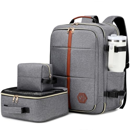 40L Travel Laptop Backpack for Women & Men, Airline Approved Carry On Luggage Overnight Bags, Waterproof Personal Item Bag, Weekender Essentials Backpacks Vacuum Backpack Gray - color: Gray