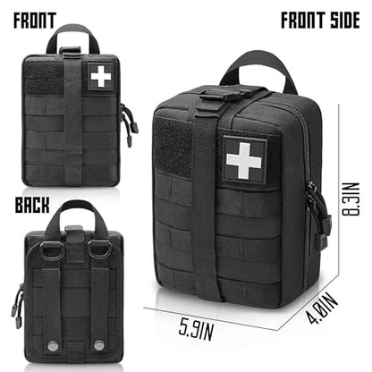 1000D Molle Ifak Pouch Rip Away, Tactical Tear Away Medical Pouch Empty, Military First Aid Pouch Bag Only for Camping Hiking Travel - color: Black