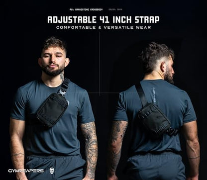 Gymreapers Travel Small Crossbody Bags for Men & Women with Hidden Pocket - Waterproof Crosssbody Fanny Pack for Men with Adjustable Shoulder Sling Belt for Traveling, Running & Hiking (Onyx) - color: Onyx