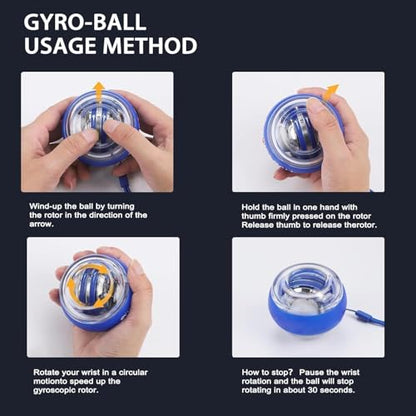 Torque Ball Hand Exerciser - 2026 Internal Resistance System Self-Starting Wrist Power Gyro Balls with Auto-Start Colorful LED Lighting - color: Black
