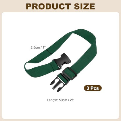 PATIKIL Utility Straps with Quick Release Buckle, (1 Inch x 2 Feet, Dark Green) (3 Pcs) Adjustable Luggage Polyester Straps Backpack Webbing, Suit for Sleeping Bag/Camping/Hiking - color: Dark Green, size: 1 Inch x 2 Feet