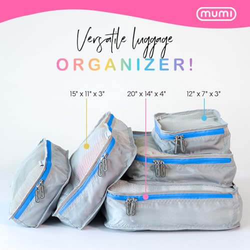 MUMI Packing Cubes – 5-Piece Compression Packing Cubes for Travel, Luggage Organizers for Suitcases, Carry-On Bags, Backpacks, and Duffel Bags – Space-Saving Travel Essentials - Purple - color: purple