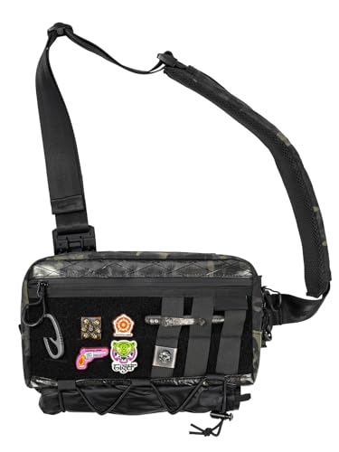 TACTICAL_GEEK Cache L3 Black Camo Crossbody Shoulder Bag, Men Multipurpose Sling Bag, Chest Backpack Casual Shoulder for Daily Carry - color: Black Camo