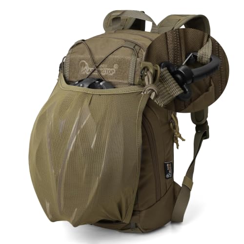Mardingtop 15L Tactical MOLLE Hydration Backpack – Small Military Bag for Motorcycle, Hiking, Riding, Biking & EDC Daypack - color: Khaki