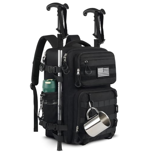 Legestori 25L Military Tactical Bag Backpack for Men, Heavy Duty Molle Daypack 3 Day Bug Out Backpacks Molle Army Large Rucasack Travel Hiking With Bottle Holder (Black) - color: Black