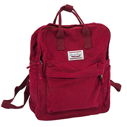 LuckyZ Womens Casual Style Lightweight Canvas Backpack Travel Daypack Small Handbag Purse, Wine Red - color: Wine Red