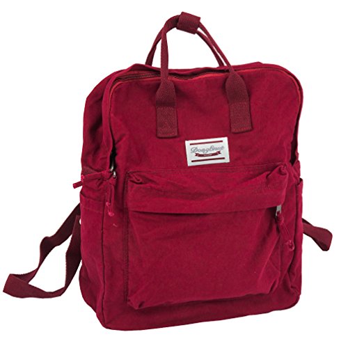 LuckyZ Womens Casual Style Lightweight Canvas Backpack Travel Daypack Small Handbag Purse, Wine Red - color: Wine Red
