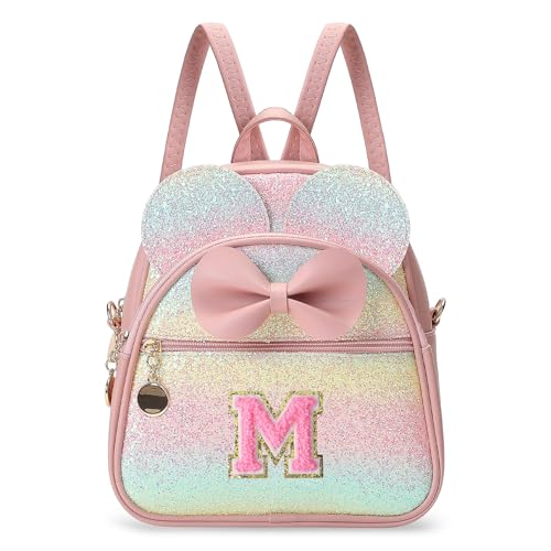 Birthday Gift for 2 3 4 5 6 7 8 9 10 Year old Girls Personalized Initial Mini Backpack Purse for Toddler Kids-Shine-M - color: Shine, style: M