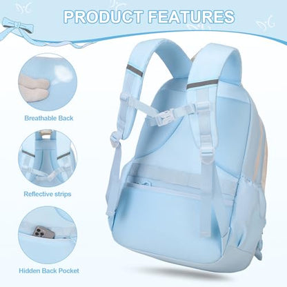 DIGOBAY Backpack for Girls, 3PCS Girls Backpack for School with Lunch Bag Pencil Case, Cute Kids Teens Bookbag for Kindergarten Elementary Preschool Middle School (Blue) - color: Blue