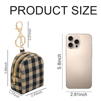 AIBFRID 4Pcs Mini Backpack Keychain,Cute Cosmetic Bag for Women,PU Leather Makeup Bag Key Pocket Lipstick Bag Card Holder Data Cable Organizer Zipper Pouch (Christmas Series) - color: Christmas Series