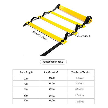 Agility Ladder Agility Ladder, Adjustable Speed Ladder Training Ladder, Sports Fitness Training Set, for Sports Training/Athletic Footwork, with Bag(Size:4M) - size: 4M