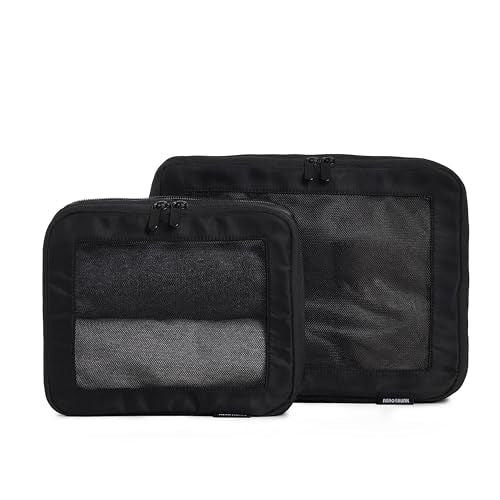 Aerotrunk Compression Packing Cubes for Travel - Luggage Organizer Bags - Double Zipper Packing Cubes for Suitcases (2-Pack, Black) - color: Black, size: 2-Pack