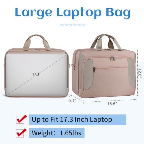 Laptop Bag 17.3 Inch Work Briefcase Laptop Case Computer Messenger Bag - color: Pink, size: 17 inch