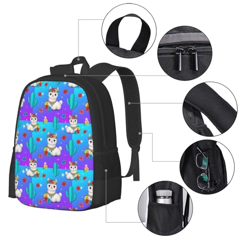 Breathable Outdoor Daypack Cute Alpaca Llama Flower, Durable Anti Theft Travel Backpack Adjustable Strap Shoulder Bag for Hiking Camping City Walking - color: Design (217)
