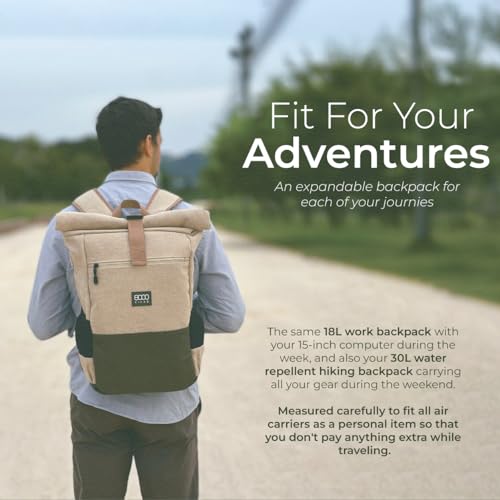 8000Kicks Everyday Hemp Backpack - Lightweight and Weatherproof Backpack for Work and Travel with Anti-theft pocket and Spacious Interior (Black and Red) - color: Beige and Red