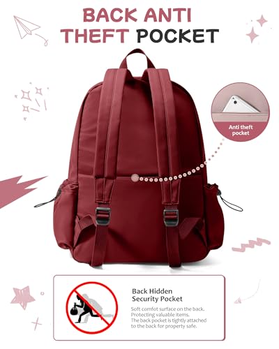 SEAFEW Red Lightweight Basic Backpack for High School,College Bookbag for Womens,Travel Laptop Backpacks for Teen Girls,School Bag Casual Daypack - color: Red Lightweight