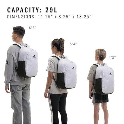 adidas Amplifier Backpack for Laptop, School and Gym, 28L, White/Black/Regular, OSFA - color: White/Black/Regular