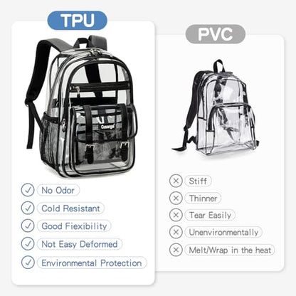 Cusangel TPU Clear backpack for Girls women,18" See Through Heavy Duty Bookbag,warehouses, school and other security check locations (Black) - color: Black-18in