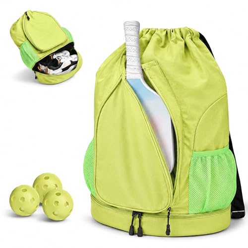 Pickleball Backpack for Women, Fit 2 to 4 Paddles, Pickleball Backpack with Shoe Compartment, Pickle Bag as Gifts for Beginner, Large Capacity Pickle Ball Bag with Paddle Cover Pocket - color: Green