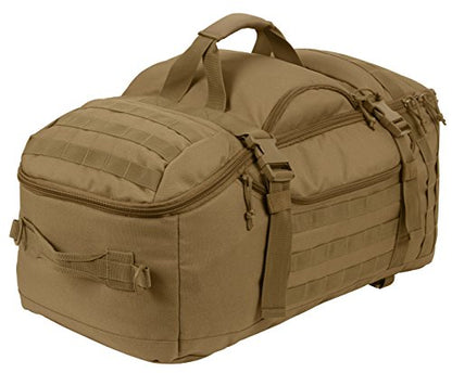 Rothco 3-In-1 Convertible Mission Duffle Bag | 60L Large Travel Backpack, Heavy-Duty 900D Polyester, Gear Bag - color: Coyote Brown
