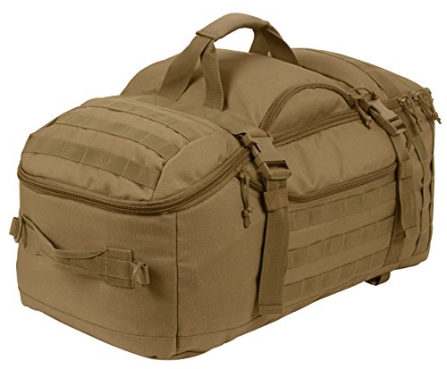 Rothco 3-In-1 Convertible Mission Duffle Bag | 60L Large Travel Backpack, Heavy-Duty 900D Polyester, Gear Bag - color: Coyote Brown