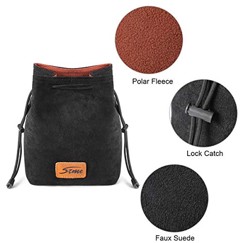 S-ZONE Soft Camera Bag DSLR Insert Handbag Drawstring Lens Case Compatible with Canon Nikon Sony - color: Black, size: Large