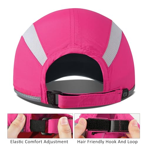 GADIEMKENSD Reflective Folding Outdoor Hat Unstructured Design UPF 50+ Sun Protection Sport Hats for Womens and Mens - color: Rose Red