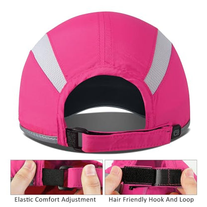 GADIEMKENSD Reflective Folding Outdoor Hat Unstructured Design UPF 50+ Sun Protection Sport Hats for Womens and Mens - color: Rose Red