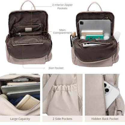 Anti-Theft Backpack Purse for Women, Convertible 3-in-1 Vegan Leather Backpack with Hidden Zipper, Adjustable Shoulder & Crossbody Bag for Travel and Daily Commute - color: A Two Toned Apricot